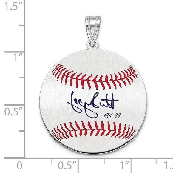 Sterling Silver George Brett Signature MD Enamel Baseball Pendant